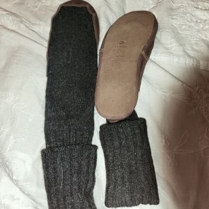 Acorn wool Leather Slippers
